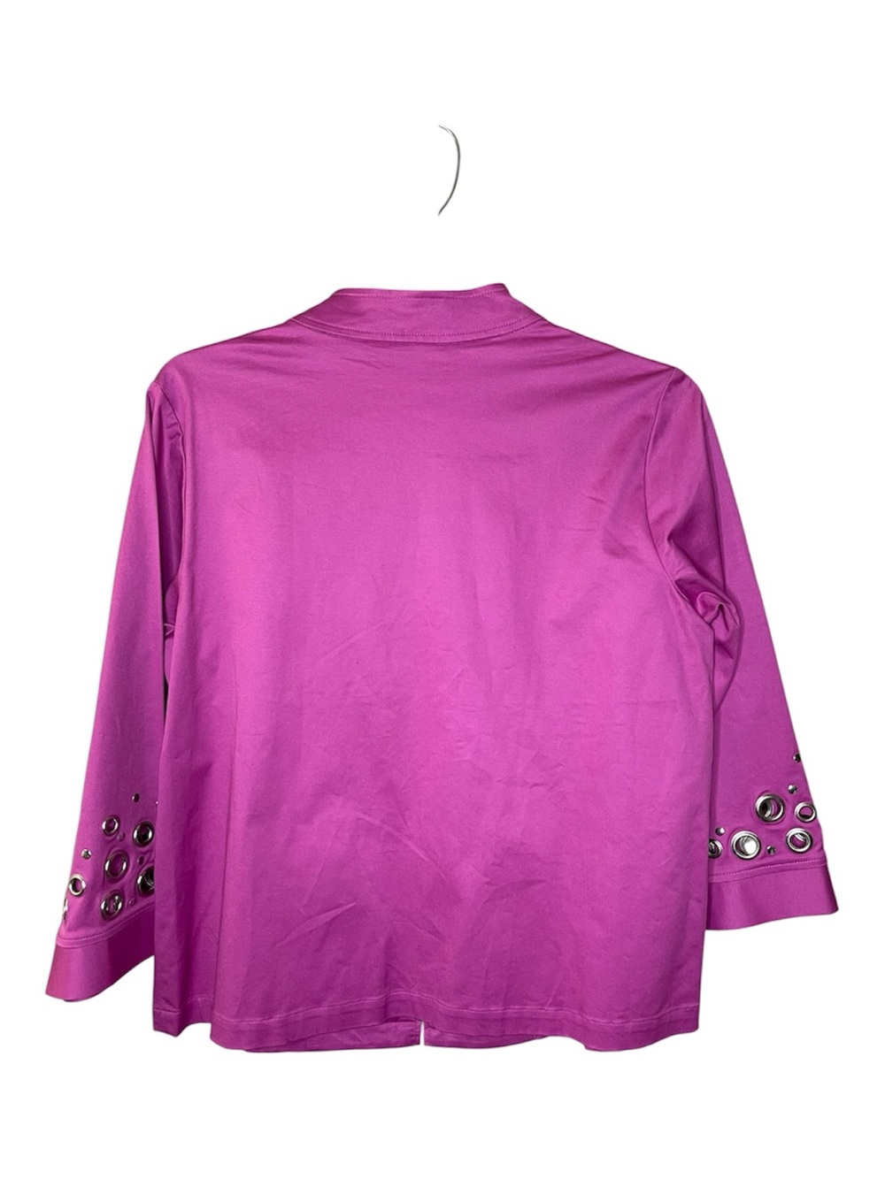 Bob Mackie Wearable Art Hot Pink Grommet Zip Jacket Sz L - Picture 2 of 4
